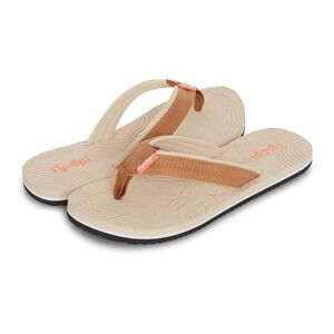 Floopi Womens Calli Floral Thong Flip Flop Nude Tan Style 543 Size 11 NEW